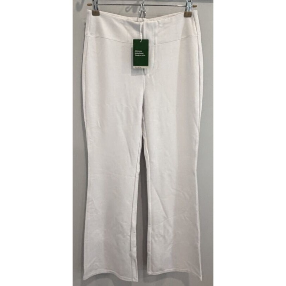 Halara Flex High Waisted Back Pocket Slight Flare Work Pants White New Size M